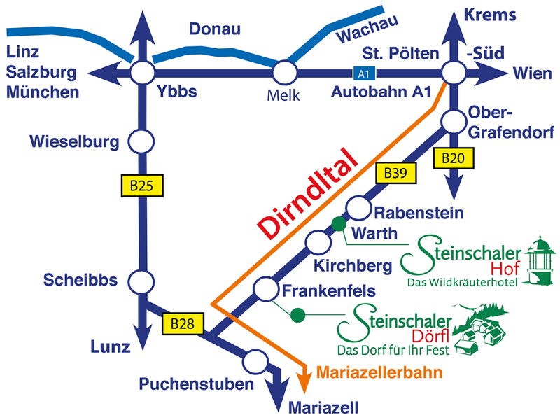 Lageplan Steinschaler Dörfl im Dirndltal